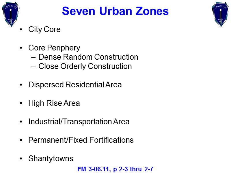 Seven Urban Zones City Core  Core Periphery Dense Random Construction Close Orderly Construction